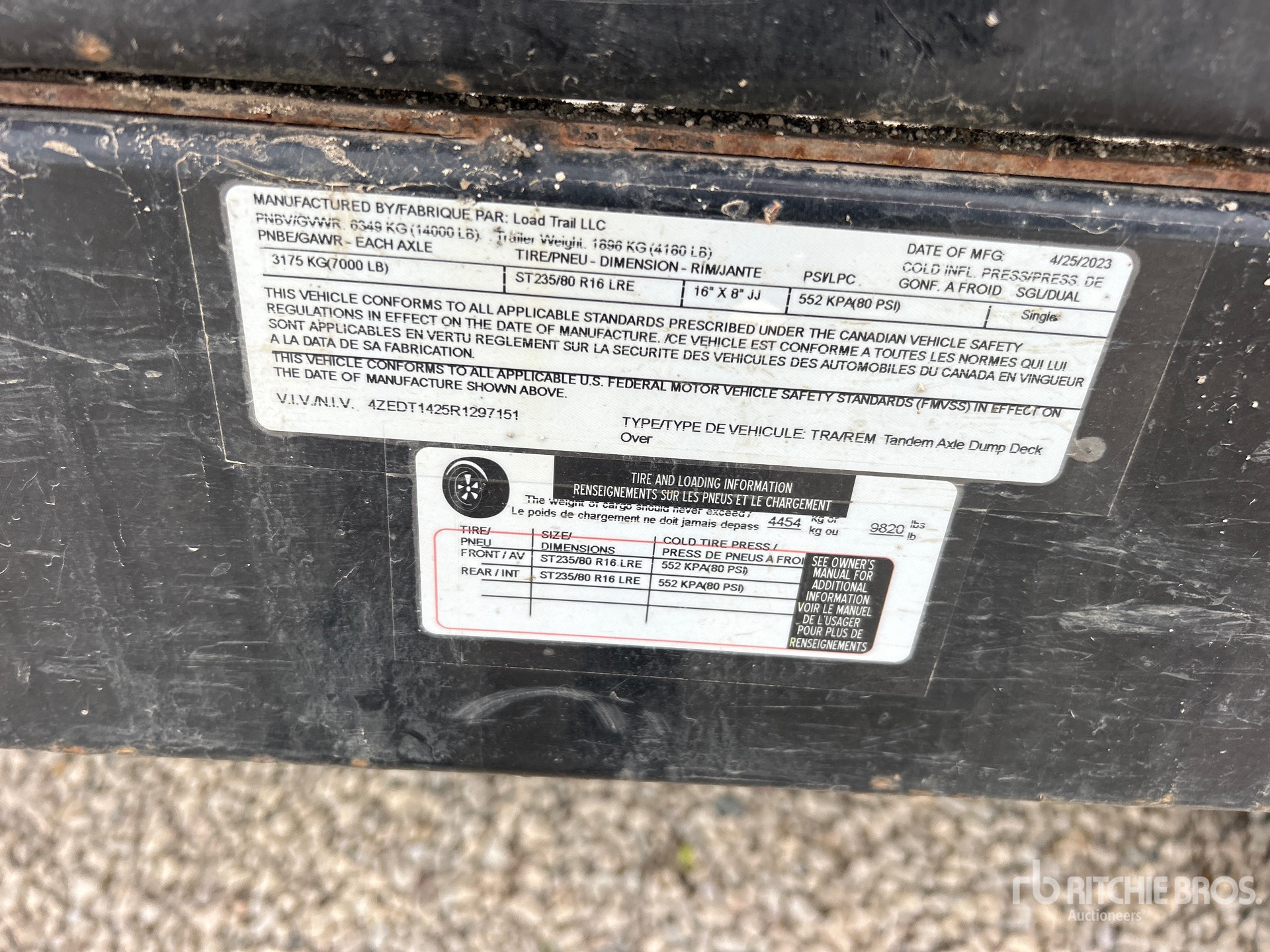2024 Load Trail DZ961414K 14 ft T/A Dump Utility Trailer