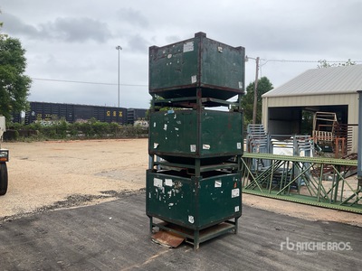 Lot of 3 Heavy-Duty Stackable Steel Hopper Bins with Bottom Discharge