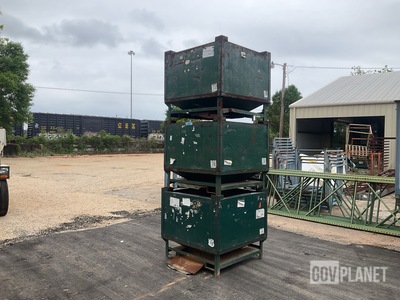 Lot of 3 Heavy-Duty Stackable Steel Hopper Bins with Bottom Discharge
