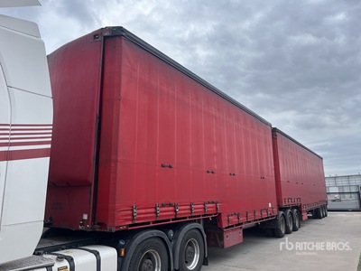 2001 MaxiTrans 8.4 m Tri/A B-Double Lead Step Deck Curtain Side Trailer