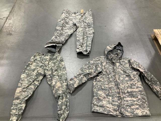 (1) Pair of Extreme Cold Weather Trousers, (3) Parkas & Assorted Items