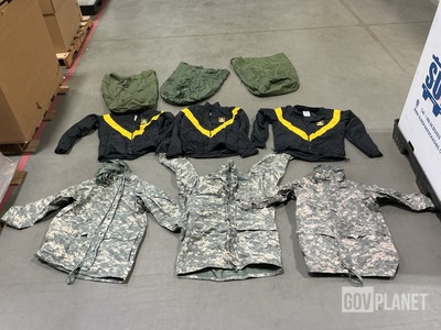 (56) Cold Weather Parkas, (16) Physical Fitness Uniform Jackets & Assorted Items