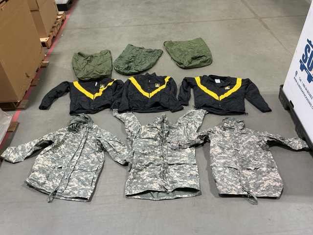 (56) Cold Weather Parkas, (16) Physical Fitness Uniform Jackets & Assorted Items (56) Cold Weather Parkas, (16) Physical Fitness Uniform Jackets & Assorted Items