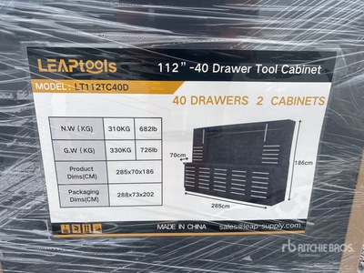 LEAPtools LT112TC40D 2850mm 112"-40 Drawer Tool Cabinet Workbench (Unused)