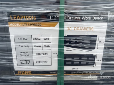 LEAPtools LT112WB30D 2850mm 112"-30 Drawer Tool Cabinet Workbench (Unused)
