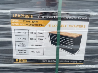 LEAPtools LT72WB15DRW 1836mm-15 Drawers Rolling Workbench Tool Cabinet (Unused)