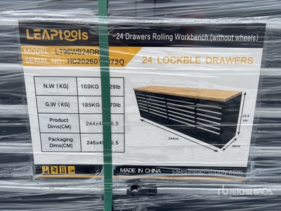LEAPtools LT96WB24DRW 2440mm-24 Drawers Rolling Workbench Tool Cabinet (Unused)