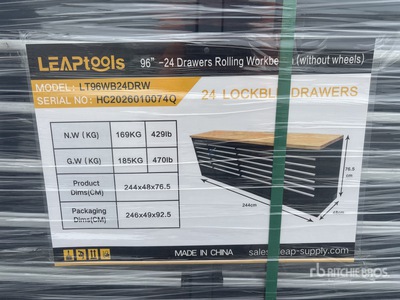 LEAPtools LT96WB24DRW 2440mm-24 Drawers Rolling Workbench Tool Cabinet (Unused)