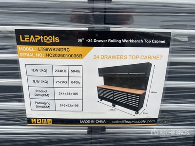 LEAPtools LT96WB24DRC 2440mm-24 Drawers Rolling Workbench Tool Cabinet (Unused)