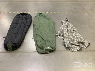 (5) Sleeping Bags, (34) Wet Weather Ponchos & Assorted Items