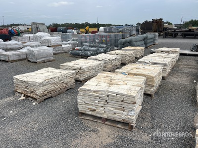 Quantity of (10) Pallets of Austin White Sunflower Limestone 4 - 8 In. Chopped Veneer Stone Stone (Unused)