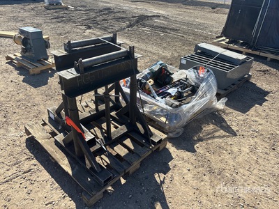 Quantity of (3) Pallets of 3 ft Pipe Rollers/Bolt Bin/Shop Supplies