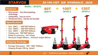 Quantity of (3) 2026 STARVOX JB120TS Pneumatic/Hydraulic Floor Jack (Unused)
