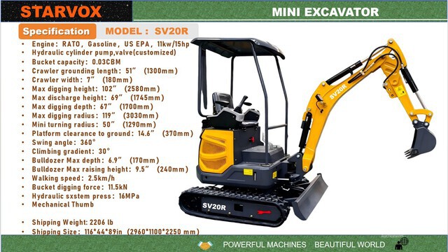 2026 STARVOX SV20R Mini Excavator (Unused)