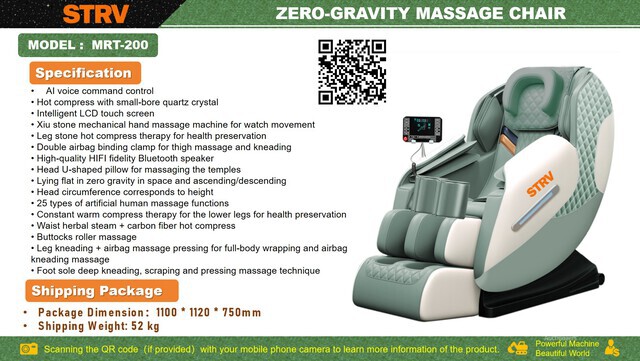 2026 STARVOX MRT-200 Zero-Gravity Massage Chair (Unused)