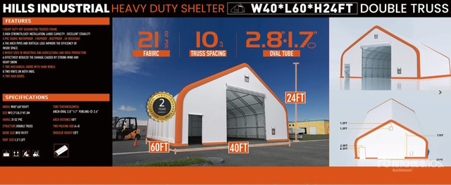 2026 HIlls Industrial 604024 40 ft x 60 ft x 24 ft Storage Building (Unused)