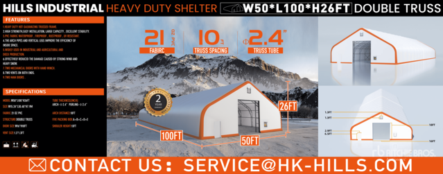 2026 HIlls Industrial 1005026 50 ft x 100 ft x 26 ft Storage Building (Unused)