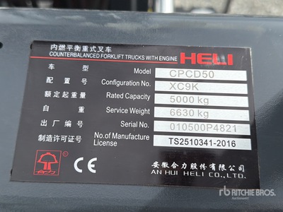 2026 Heli CPCD50 11000 lb Pneumatic Tire Montacargas (Sin Usar) / Forklift (Unused)