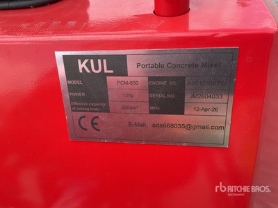 2026 KUL PCM-850 Stand-On Mini Crawler Revolvedora de Concreto sobre Orugas (Sin Usar) / Mixer Concrete Buggy