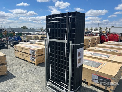 Quantity of (80) Black Metal Rail Panel 4 In. × 4 In mesh pattern 36 In. × 72 In.