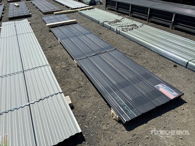 Quantity of (20) 20 ft x 3 ft Grey Metal Roof Panels (Unused)