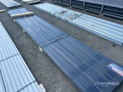 Quantity of (20) 20 Ft. x 3 Ft. Grey Metal Roof Panels (Unused)