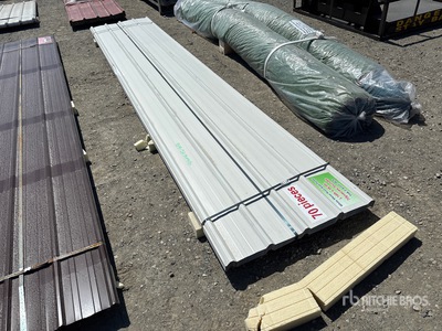Quantity of (70) 6 ft x 3 ft White Metal Roof Panels (Unused)