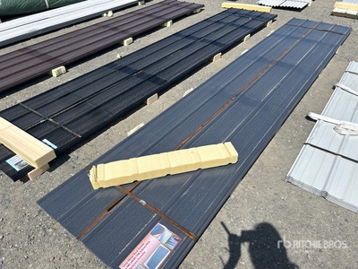 Quantity of (30) 16 Ft. x 3 Ft. Grey Metal Roof Panels (Unused)