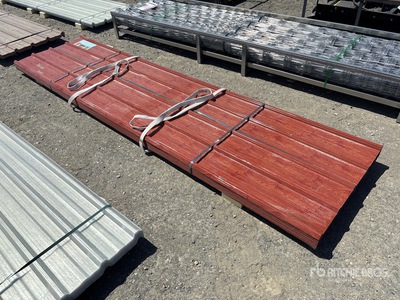 Quantity of (70) 12 ft x 3 ft Wood Grain Metal Roof Wall Panels
