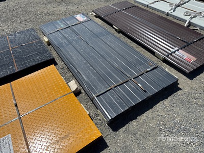 Quantity of (70) 8 Ft. x 3 Ft. Grey Metal Roof Panels (Unused)