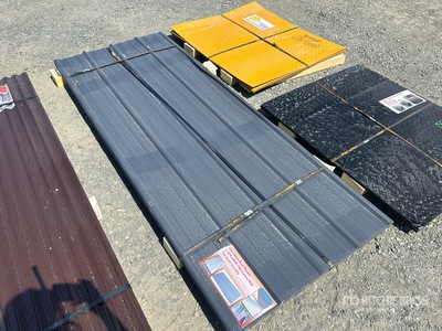 Quantity of (70) 8 Ft. x 3 Ft. Grey Metal Roof Panels (Unused)