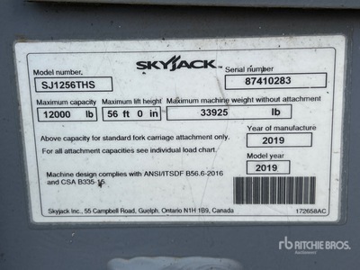 2019 Skyjack SJ1256THS Telehandler