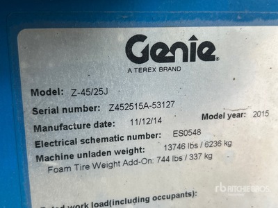 2015 Genie Z45/25JRT 4WD Diesel Articulating Boom Lift