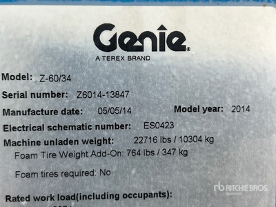 2014 Genie Z60/34 4WD Diesel Articulating Boom Lift