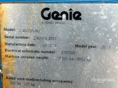 2014 Genie Z40/23NRJ 2WD Electric Articulating Boom Lift
