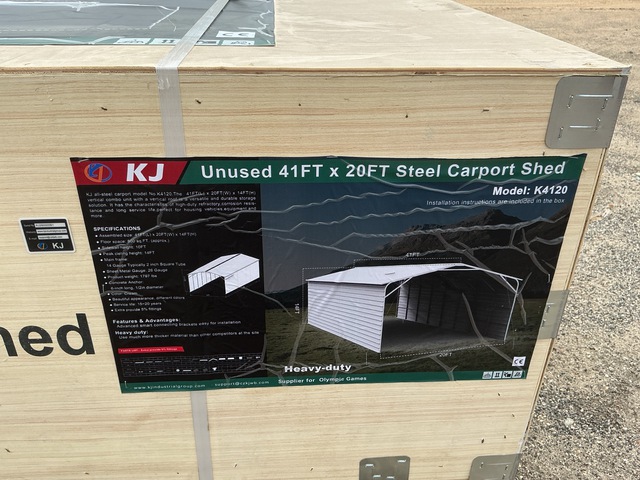 KJ K4120 Steel Carport Shed - Unused