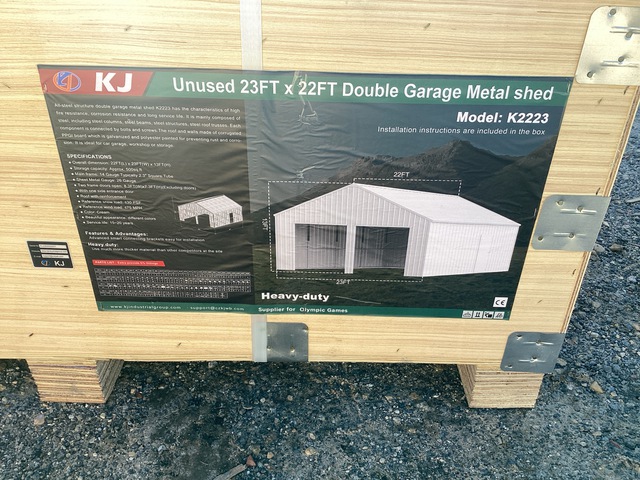KJ K2223 Double Garage Metal Shed - Unused