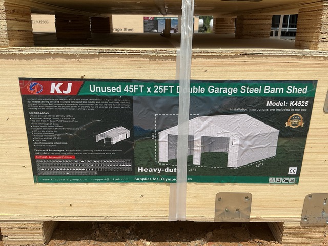 KJ K4525 Double Garage Steel Barn Shed - Unused