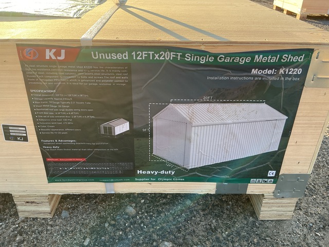 KJ K1220 Single Garage Metal Garage Shed - Unused