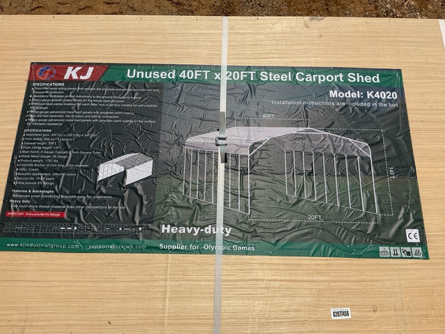 KJ K4020 Steel Carport Shed - Unused