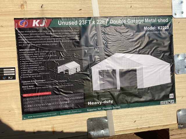 KJ K2223 Double Garage Metal Shed - Unused