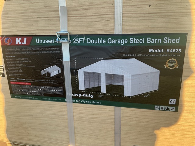 KJ K4525 Double Garage Steel Barn Shed - Unused