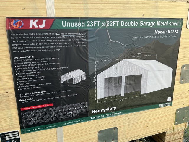 KJ K2223 Double Garage Metal Shed - Unused