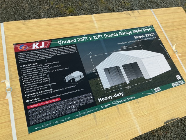 KJ K2223 Double Garage Metal Shed - Unused