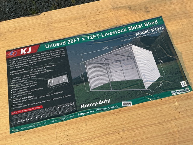 KJ K1912 Livestock Metal Shed - Unused