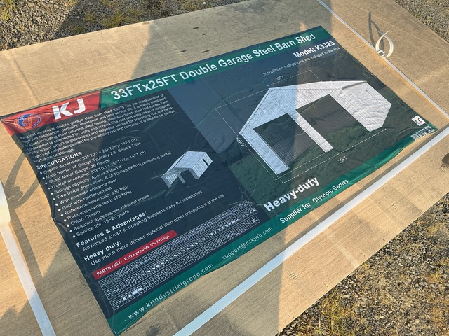 KJ K3325 Double Garage Steel Barn Shed - Unused