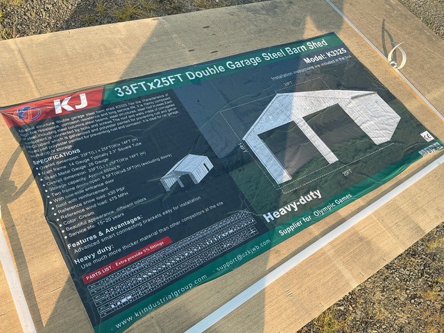 KJ K3325 Double Garage Steel Barn Shed - Unused