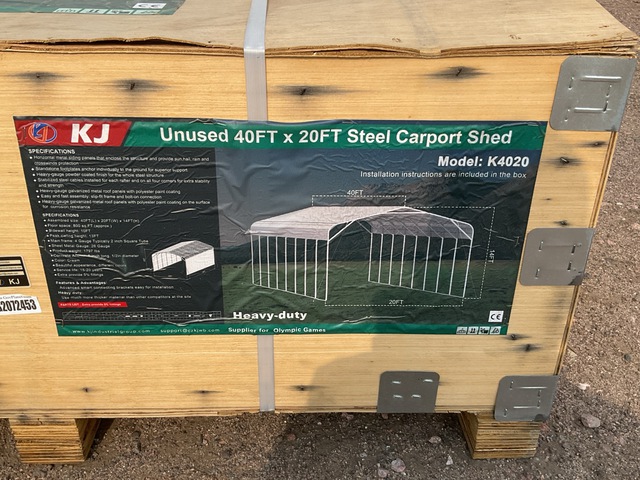 KJ K4020 Steel Carport Shed - Unused