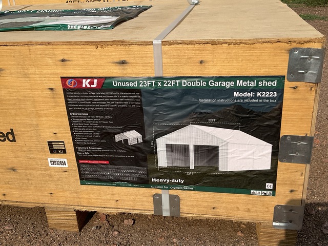KJ K2223 Double Garage Metal Shed - Unused