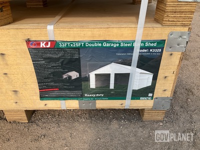 KJ K3325 Double Garage Steel Barn Shed - Unused